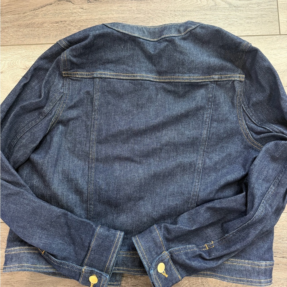 🆕SPANX Dark Blue Jean Jacket with Gold Buttons - Picture 6 of 10